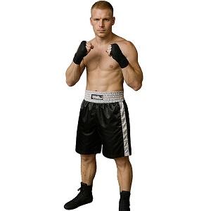 FIGHT-FIT - Short de Boxe Long / Noir-Blanc / Small