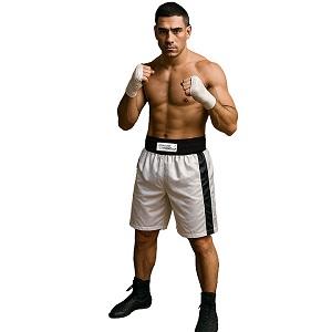 FIGHT-FIT - Short de Boxe Long / Blanc-Noir / Small
