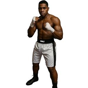 FIGHT-FIT - Short de Boxe / Blanc-Noir / XL