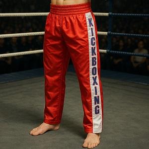 FIGHT-FIT - Pantalon de Kick-boxing / Satiné / Rouge / Medium