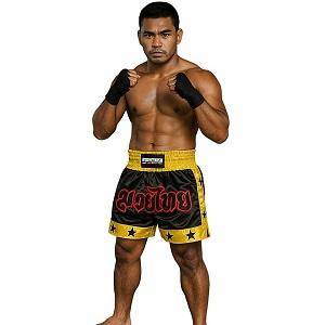 FIGHTERS - Shorts de Muay Thai / Noir-Jaune / Large