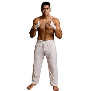 FIGHTERS - Pantalon de kick-boxing / Lycra / Blanc / Medium