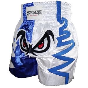 FIGHTERS - Muay Thai Shorts / No Fear / Weiss-Blau / Small