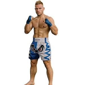 FIGHTERS - Muay Thai Shorts / No Fear / Blanc-Bleu / XL