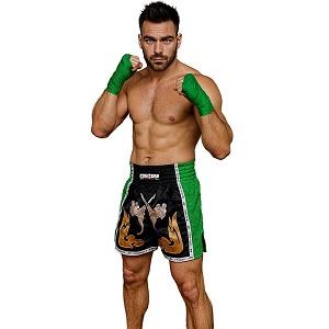 FIGHTERS - Shorts de boxe thai / Elite Fighters / Noir-Vert / Large