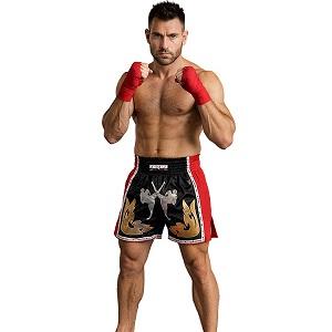 FIGHTERS - Shorts de boxe thai / Elite Fighters / Noir-Rouge / Medium