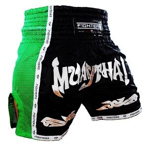 FIGHTERS - Thaibox Shorts / Elite Muay Thai / Schwarz-Grün / Medium