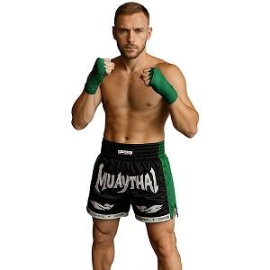 FIGHTERS - Shorts de boxe thai / Elite Muay Thai / Noir-Vert / Small