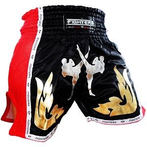 FIGHTERS - Thaibox Shorts / Elite Fighters / Schwarz-Rot / Medium