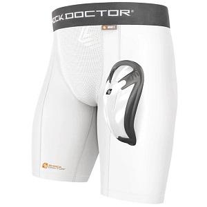 Shock Doctor - Short a compressione con Bioflex inguinale / Bianco / Large